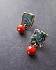 kolczyki z masy plastycznej Kolczyki zieleń w czerwieni no5 3