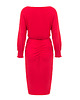 sukienki midi damskie Czerwona sukienka midi z marszczeniem z tyłu 3