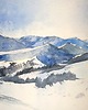 obrazy Akwarela Pejzaż zimowy oryginalny obraz 300g A3 30x42 cm 2