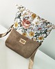 torebki mini Torebka SOFIA Vintage Flowers - mała ciemno beżowa torebka z kominem z nubuku 4