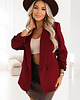 marynarki damskie 588-4 Damska klasyczna marynarka z drapowanymi rękawkami - bordowa 1