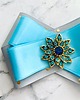 broszki Brosza z kwiatkiem z lazurowych kryształków   NEW 4