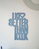 dekoracje - na ścianę Napis I KISS BETTER THAN I COOK srebrny 1