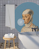 tapety i naklejki ścienne Mural DOTS  Kobieta z Gumą Balonową NIEBIESKI- okrągła dekoracja ścienna 2