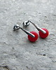 kolczyki wire wrapping Czerwony koral  - sztyfty 1