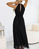 sukienki maxi damskie 662-2 Elegancka sukienka wieczorowa maxi halter - czarna 2