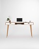 biurka Biurko z dwoma szufladami i wnęką, mid century modern 4