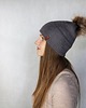 czapki damskie Ciemnoszara czapka merino z odczepianym pomponem 4