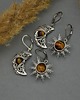 kolczyki wire wrapping Asymetryczne kolczyki księżyc i słońce tygrysie oko wire wrapping 2