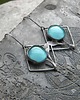 kolczyki wire wrapping Świetlisty błękit  -  kwiaty   -  kolczyki 4
