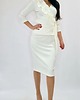 sukienki midi damskie Elegancka śmietankowa  sukienka-garsonka draperia r 36-56 2
