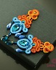 kolczyki soutache Pomarańczowo niebieskie kandelabrowe kolczyki sutasz 2