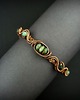 bransoletki wire wrapping Miedziana bransoleta mankietowa z turkusem afrykańskim 1