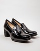 botki damskie PÓŁBUTY NA 6 CM SŁUPKU - SKÓRA N. - MODEL 250 - KOLOR CZARNY NAPLAK + BIAŁY 1