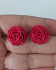 kolczyki z masy plastycznej Czerwone brokatowe kolczyki róże 3