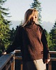 swetry damskie  TAJRA - Oversizowy Sweter z Golfem Bordowy Melanżowy 100% Wełny Merino 1