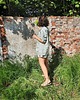 szorty damskie Szorty lniane w liście handmade 3