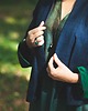 kurtki damskie Kimono granatowe jedwab i len. 1