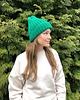 czapki damskie Wełniana zielona czapka Lily long 100% wełna handmade ręcznie robiona 2