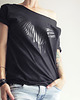 t-shirt damskie Czarna zebra na czarnej koszulce Oversize 2