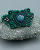 bransoletki soutache Bransoletka zielono fioletowa z sutaszu z agatem 2