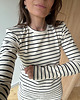 sukienki midi damskie Sukienka Begin ecru cream & black stripes 6