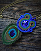 wisiory Peacock eye- wisior soutache z piórami 1