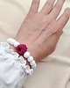 bransoletki ze szkła Bransoletka biała malina szklane koraliki stal nierdzewna handmade 5