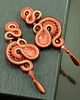 kolczyki soutache Brzoskwiniowo pomarańczowe kolczyki sutasz 2