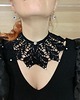 chokery Kornkowy kołnierzyk naszyjnik czarny z perełkami 6