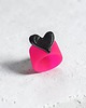 pierścionek z żywicy Pierścień z żywicy : wąski : HEART : neon pink & black 3