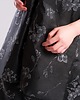 płaszcze damskie Czarny oversizowy płaszcz-kimono w żakardowe kwiaty 3