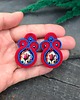 kolczyki soutache Kolczyki sutasz czerwono chabrowe sztyfty małe codzienne z kwiatami Madda 1