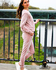 komplety damskie Dres damski,bluza,spodnie,pudrowy róż 2
