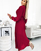 sukienki maxi damskie 414-9 KLARA plisowana sukienka z paskiem i dekoltem - BORDOWA 2