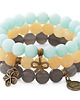 bransoletki z kamieni naturalnych Gray agate & honey jade set. 3