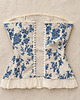 topy damskie Gorset Blue de Jardin, top w stylu francuskim, wiązany z tyłu 4