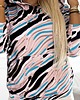 bluza z kapturem damska 390-4 Bluza kangurka z kapturem - beżowo-czarno-niebieskie fale 4