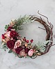 wianki bożonarodzeniowe Asymetryczny wianek brudny róż i bordo (26cm) 3