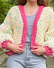 kardigany damskie Kardigan candy pastelowe kolor oversize 100% wełna handmade 1