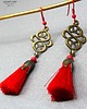 kolczyki chwosty Czerwone frędzle dla fanki długich kolczyków, kolczyki w stylu boho handmade 8