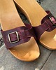 sandały i klapki damskie Płaskie drewniaki ze skóry i drewna z klamrą 2