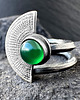 pierścionki srebrne Orientalny pierścionek wachlarz z zielonym onyksem 2