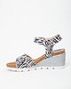 sandały i klapki damskie SANDAŁKI NA KOTURNIE - SKÓRA NATURALNA - MODEL 346 - KOLOR ZEBRA Z RÓŻEM 3