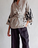 bluzki kimonowe damskie Lniane kimono drukowane ciemiernik, lniana bluzka naturalny jasny. 3