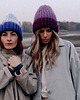 czapki damskie Czapka Puffy  Premium wełna Merino bakłażan multicolour 1