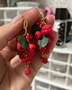 kolczyki z masy plastycznej Kolczyki z maliną kiść z polimerowej gliny. Handmade 2