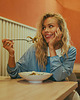 bluza bez kaptura damska Bluza z kołnierzykiem DATE NIGHT Dusty Blue 2