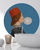 tapety i naklejki ścienne Mural DOTS Młodzieniec z muchą NIEBIESKI- okrągła dekoracja ścienna 2