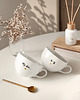 filiżanki Zestaw 2 białych filiżanek porcelanowych 250 ml ze spodkami - motyw złotego s 2